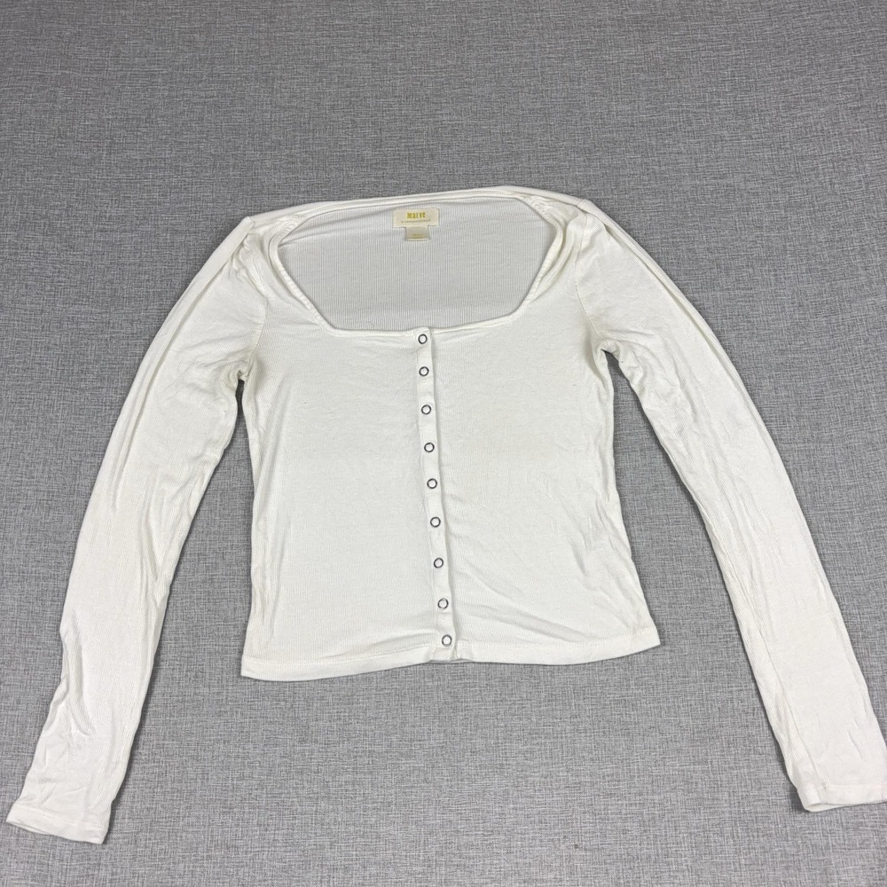 Maeve Anthropologie Baby Girl Shirt Womens Small White Square Neck Long Sleeve